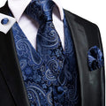 Navy Blue Paisley Vest Set - GentCrest