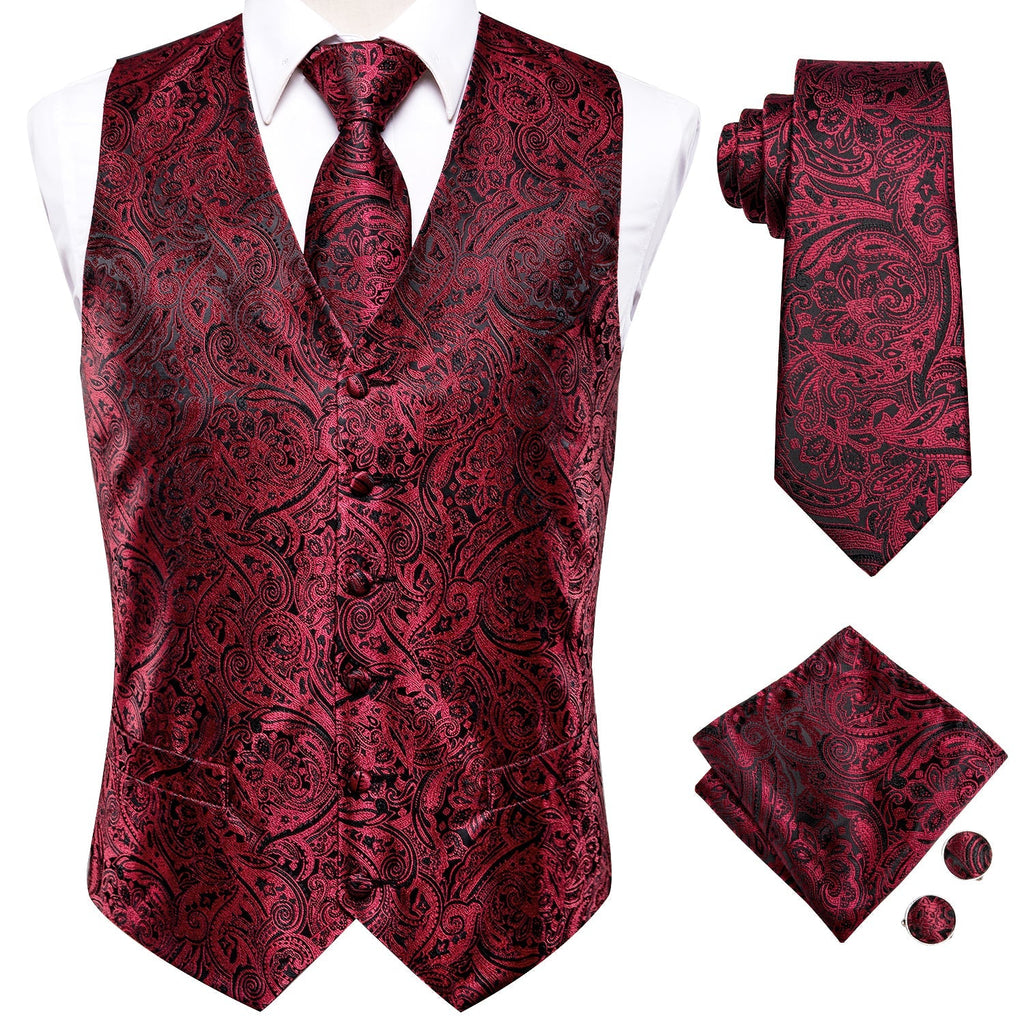 Red Wine Vest Set - GentCrest - View 2