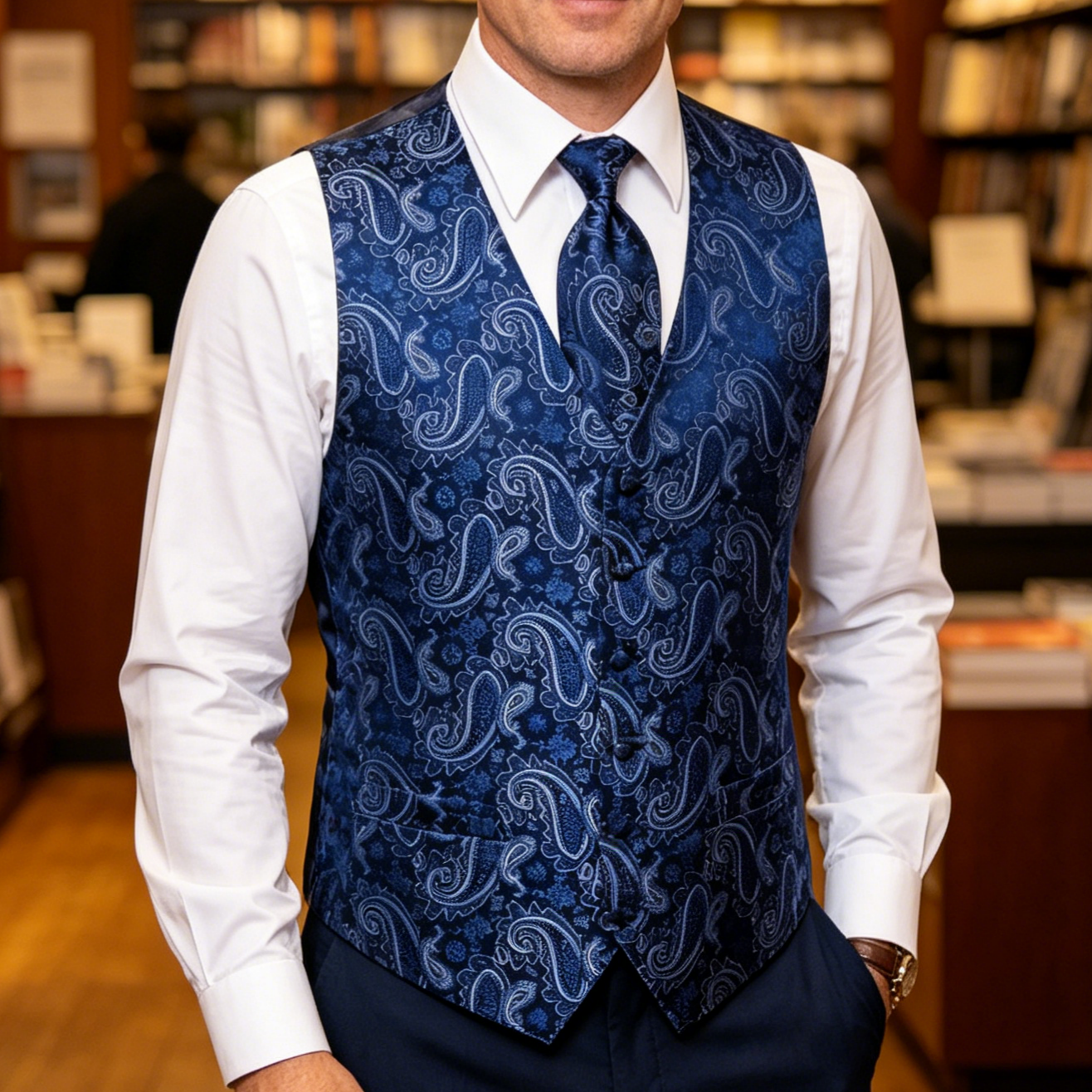 GentCrest Blue Paisley Vest Set - Image 2