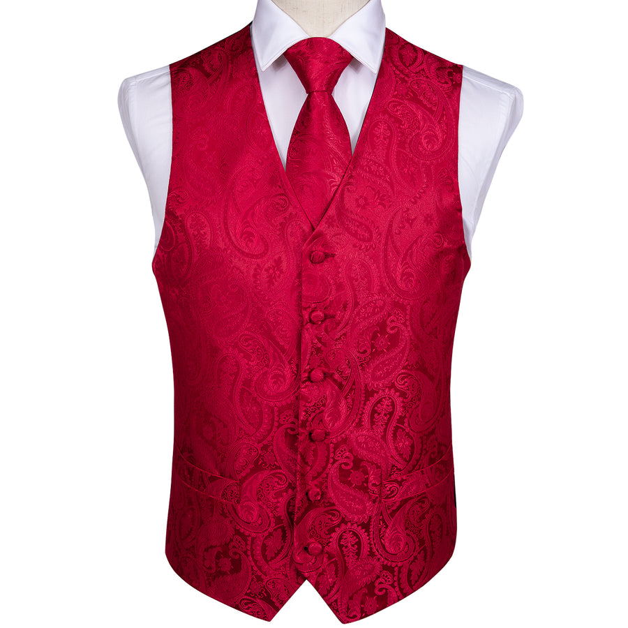 Luxury Red Paisley Vest Set - GentCrest - View 2