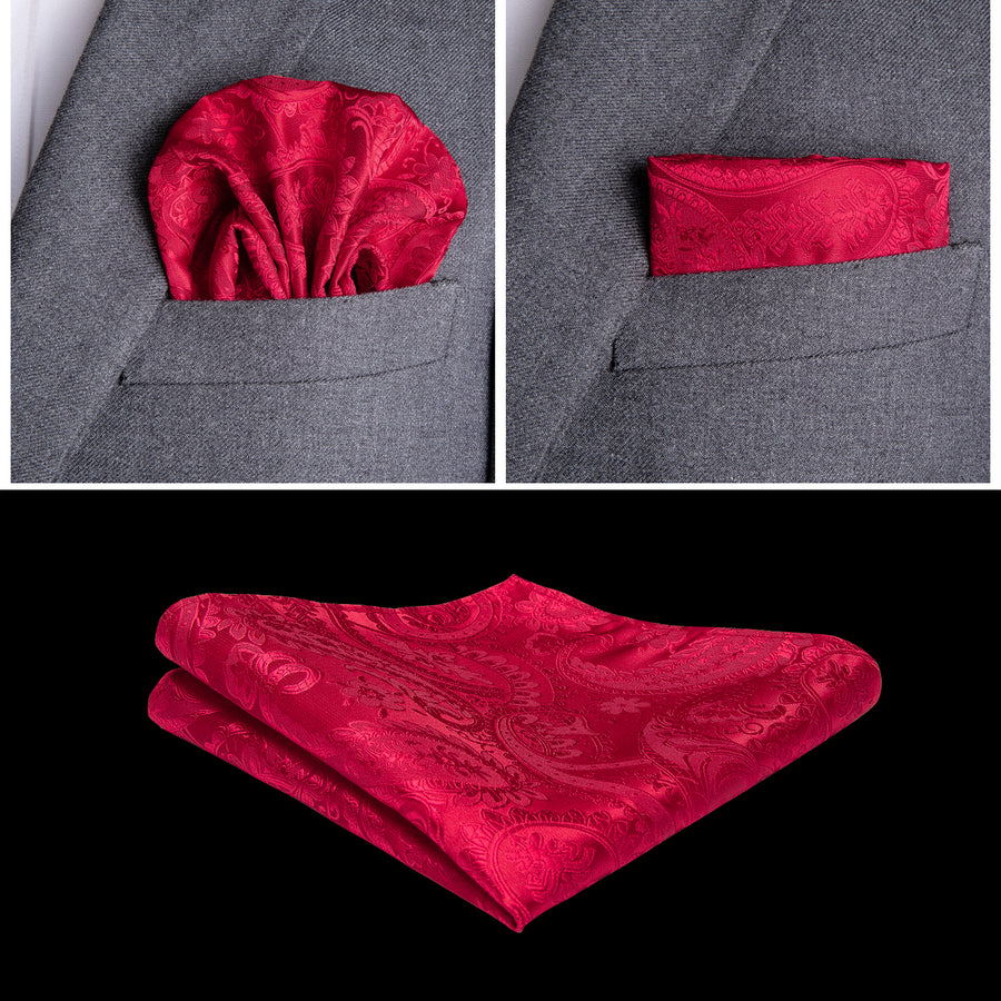 Luxury Red Paisley Vest Set - GentCrest - View 4