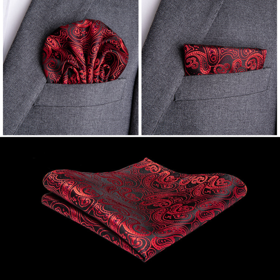 Regal Black & Crimson Paisley Vest Set - GentCrest - View 4