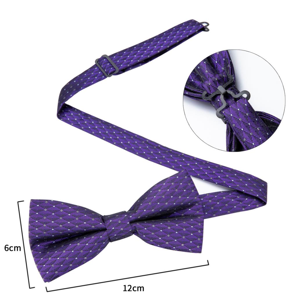 Black Silk Bow Tie Set with Pocket Square & Cufflinks - GentCrest - View 4