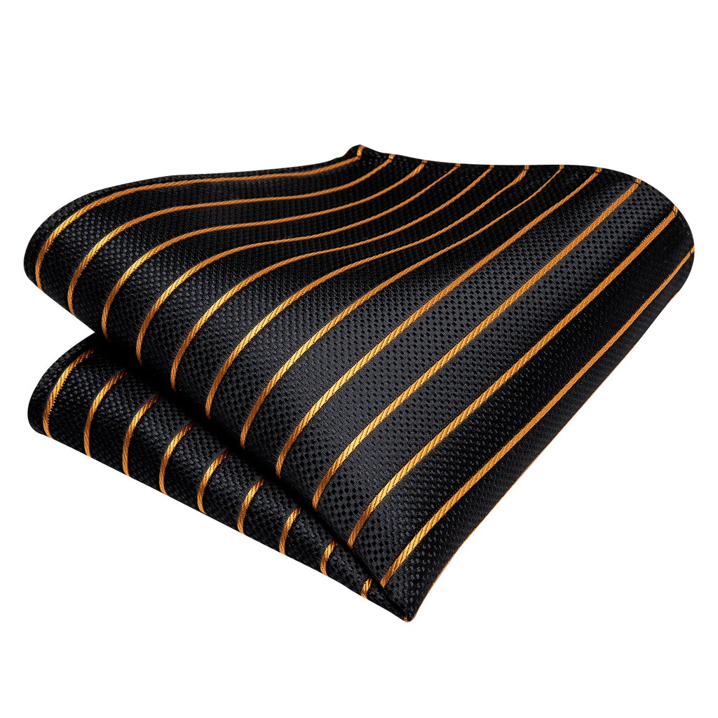 Luxury Gold and Black Striped Bow Tie Set - GentCrest - View 4