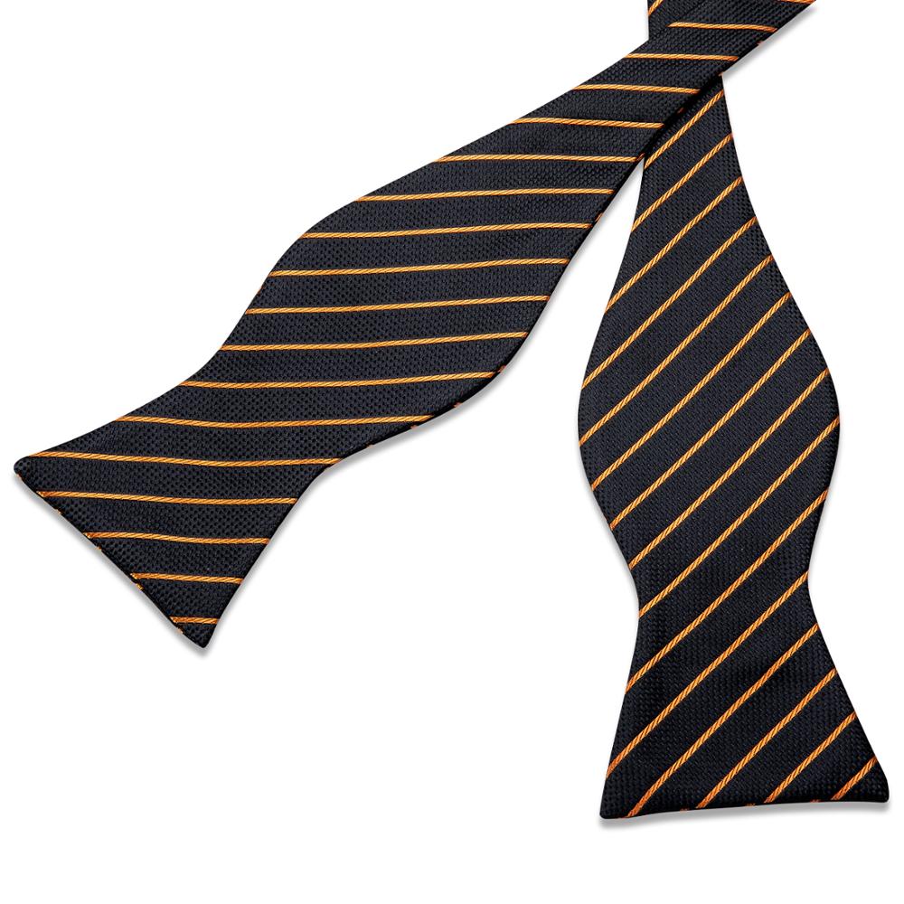 Luxury Gold and Black Striped Bow Tie Set - GentCrest - View 5