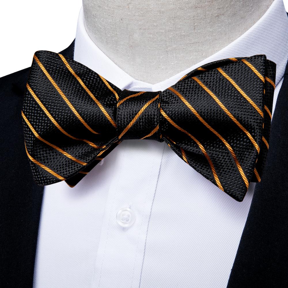 Luxury Gold and Black Striped Bow Tie Set - GentCrest - View 3