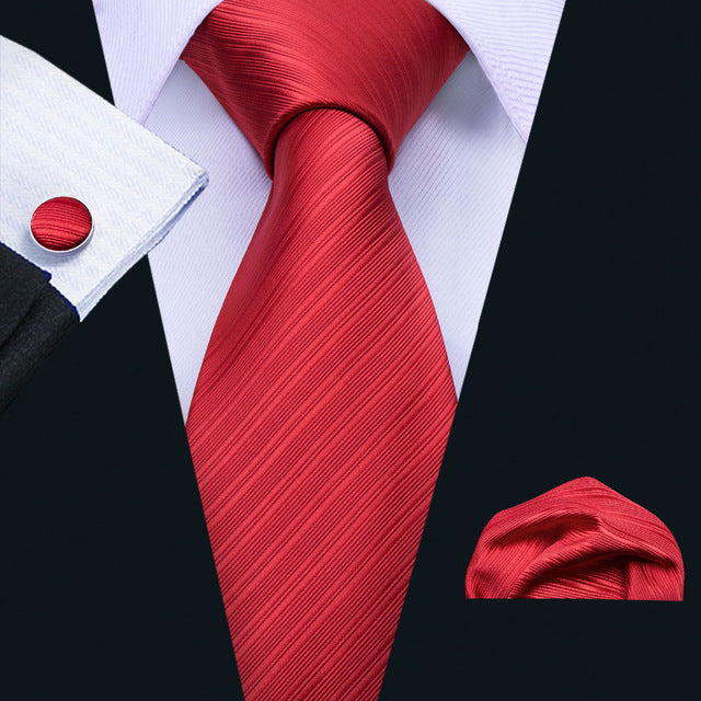 Red Lines Silk Tie Set - GentCrest