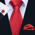Red Lines Silk Tie Set - GentCrest