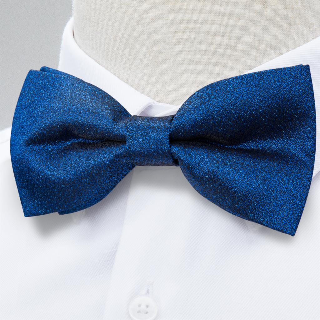 Black Silk Bow Tie Set with Pocket Square & Cufflinks - GentCrest - View 2