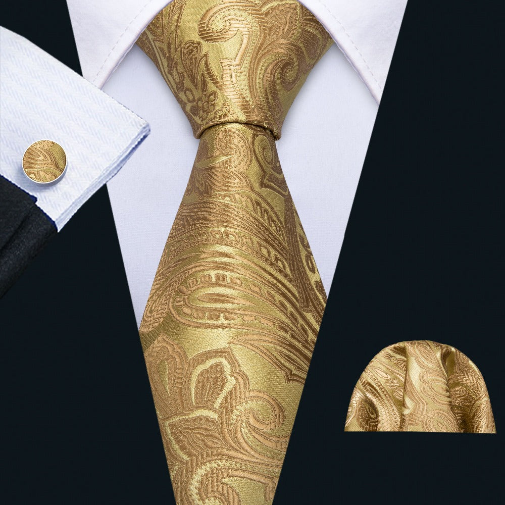 Ancient Gold Silk Tie Set - GentCrest
