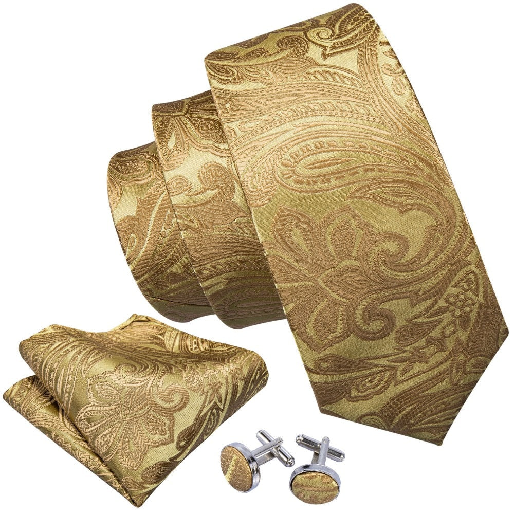 Ancient Gold Silk Tie Set - GentCrest - View 2