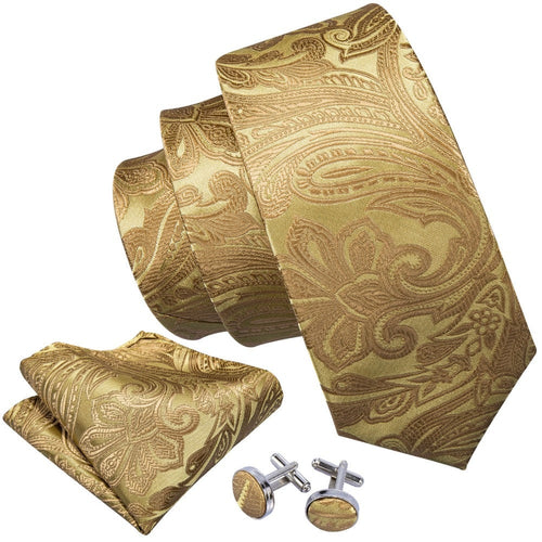 Ancient Gold Silk Tie Set - GentCrest - View 2