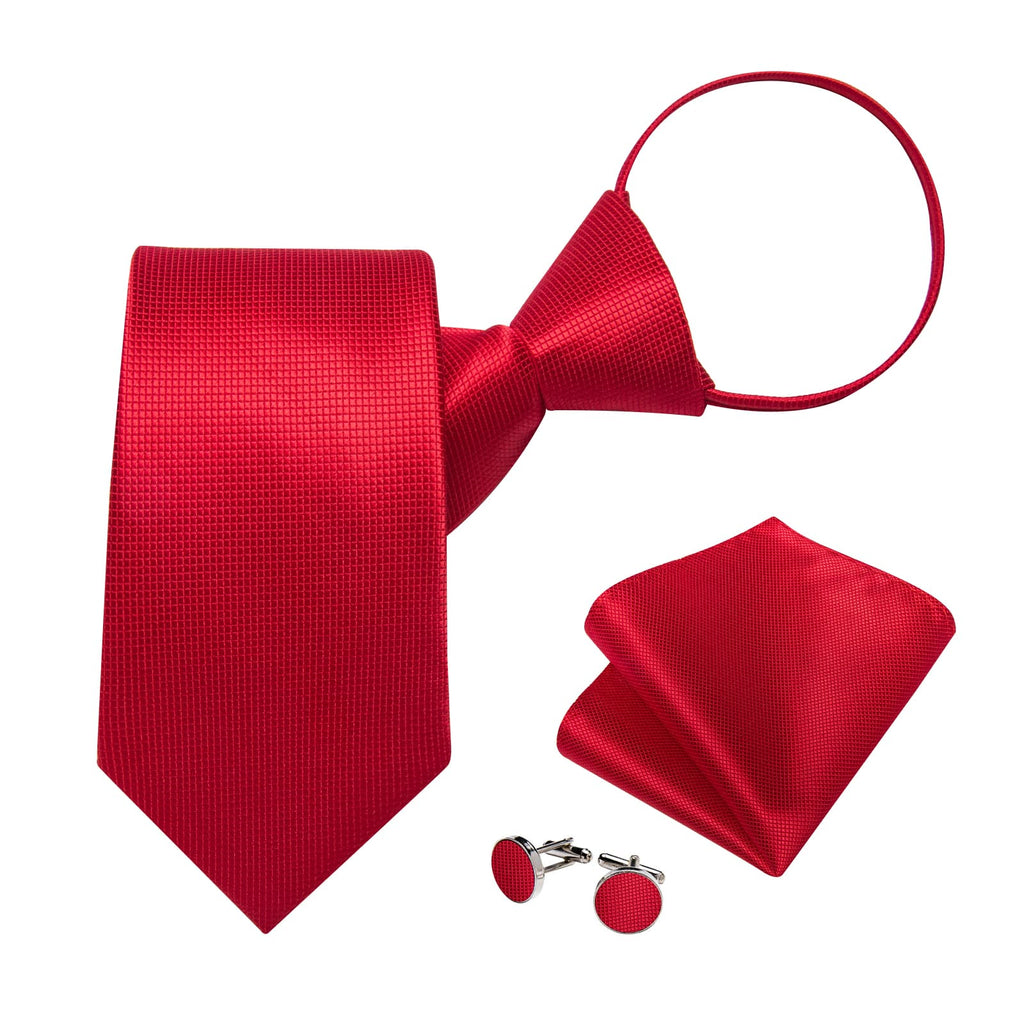 GentCrest Red Textured Tie Hanky Cufflinks Set - Image 2