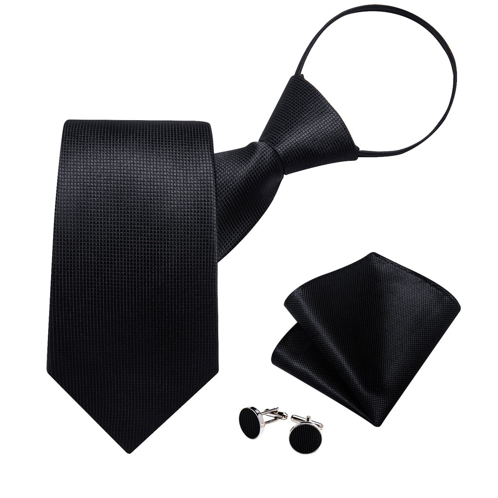 GentCrest Black Plaid Tie Hanky Cufflinks Set - Image 2