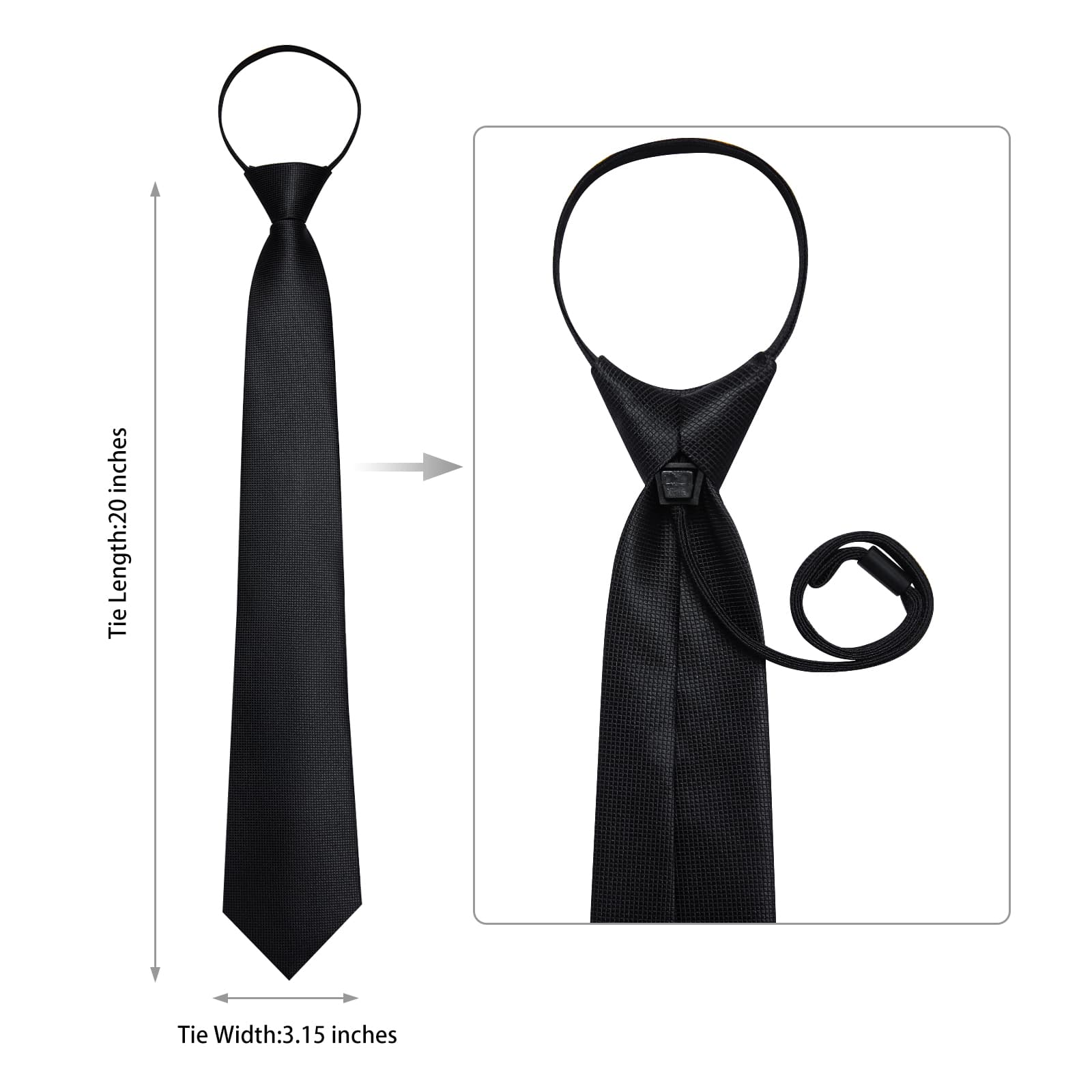 GentCrest Black Plaid Tie Hanky Cufflinks Set - Image 5