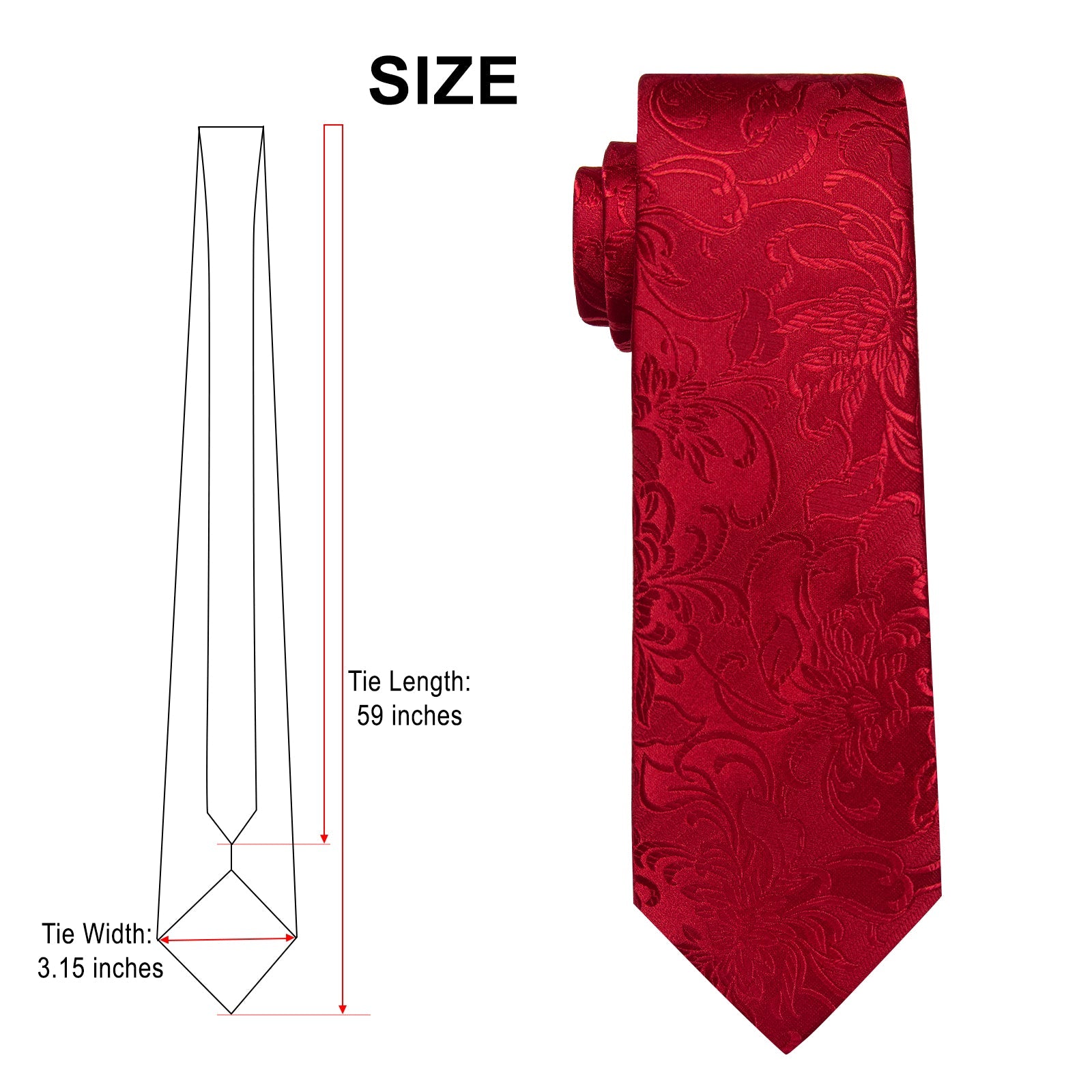 GentCrest Red Floral Tie Hanky Cufflinks Set - Image 8