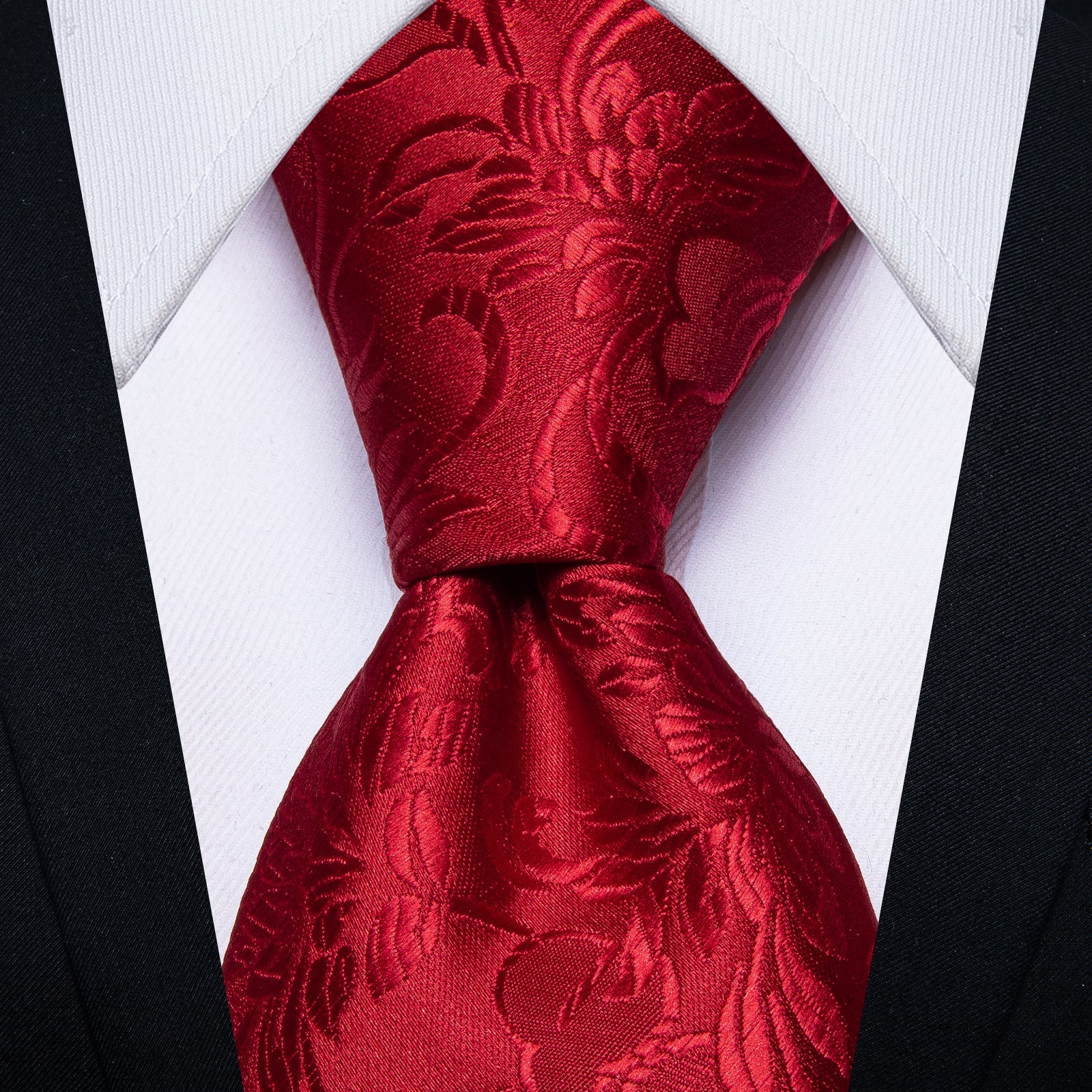 GentCrest Red Floral Tie Hanky Cufflinks Set - Image 2
