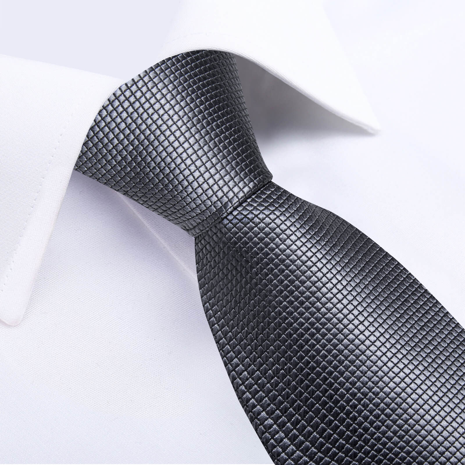GentCrest Grey Plaid Tie Hanky Cufflinks Set - Image 2