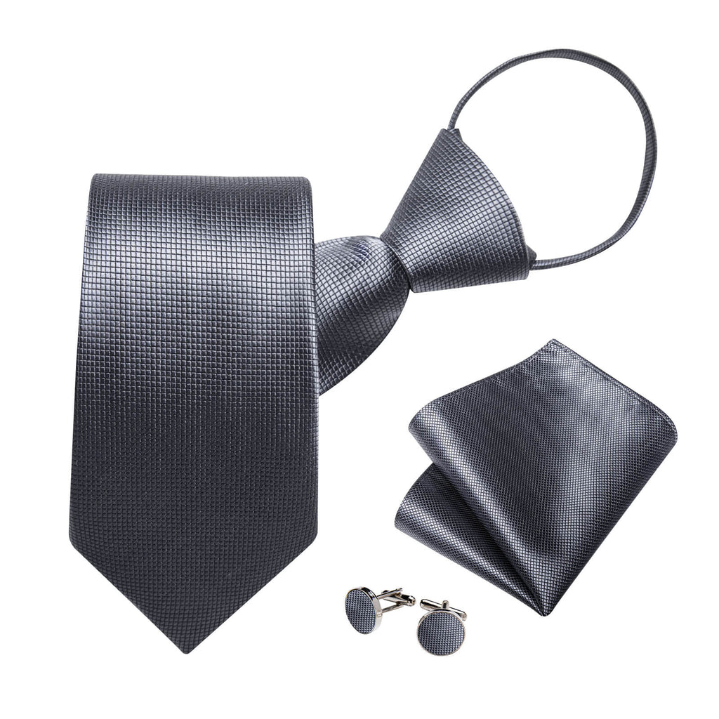 GentCrest Grey Plaid Tie Hanky Cufflinks Set - Image 3