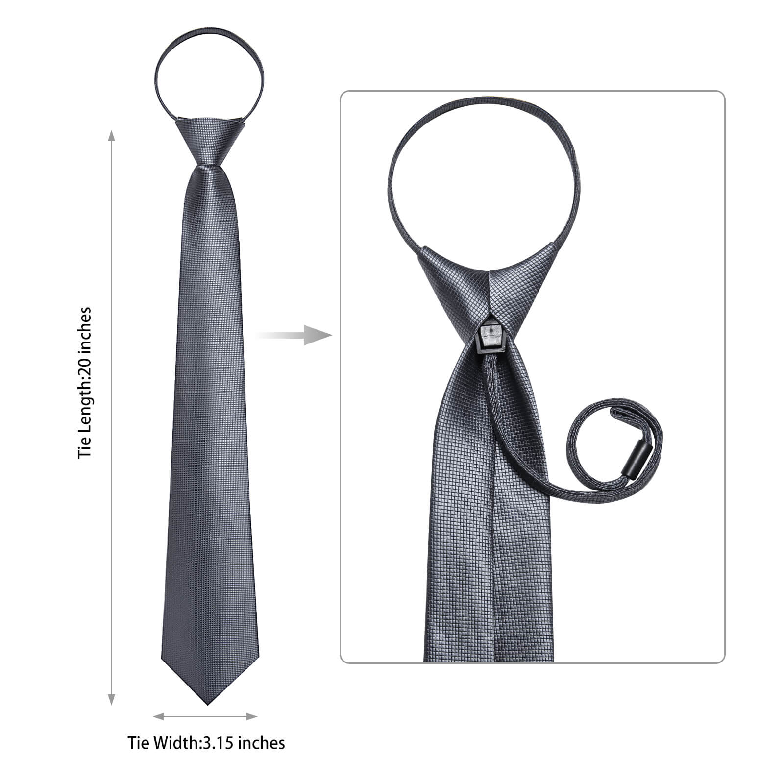 GentCrest Grey Plaid Tie Hanky Cufflinks Set - Image 5
