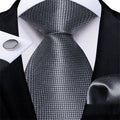 GentCrest Grey Plaid Tie Hanky Cufflinks Set - Image 1