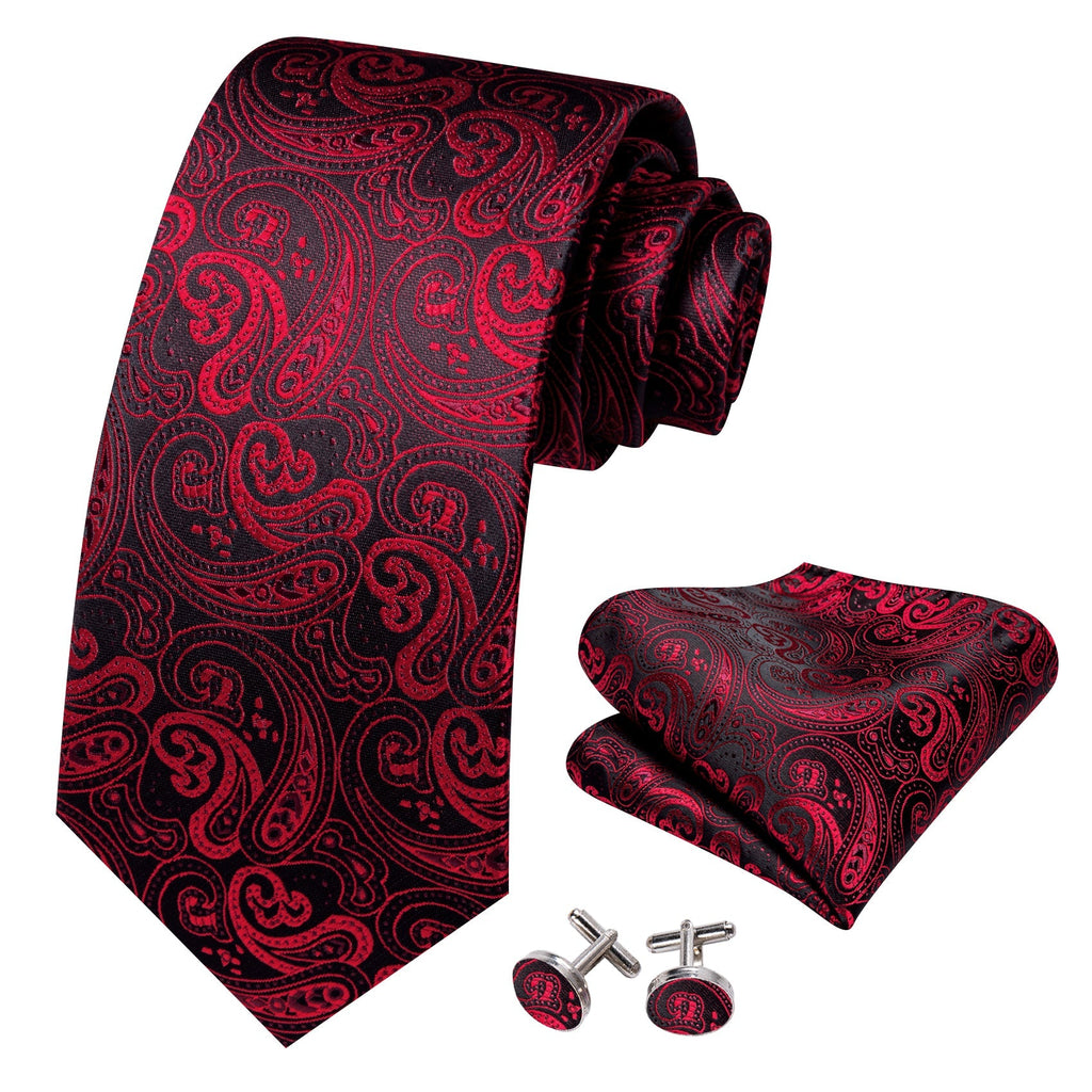 GentCrest Black Paisley Tie Hanky Cufflinks Set - Image 3