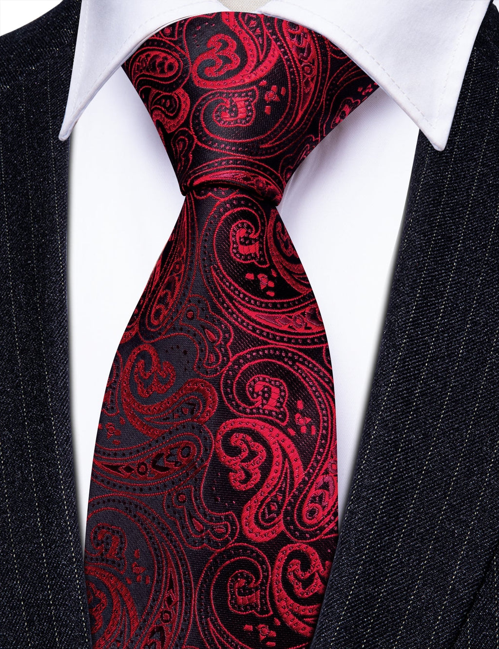 GentCrest Black Paisley Tie Hanky Cufflinks Set - Image 2