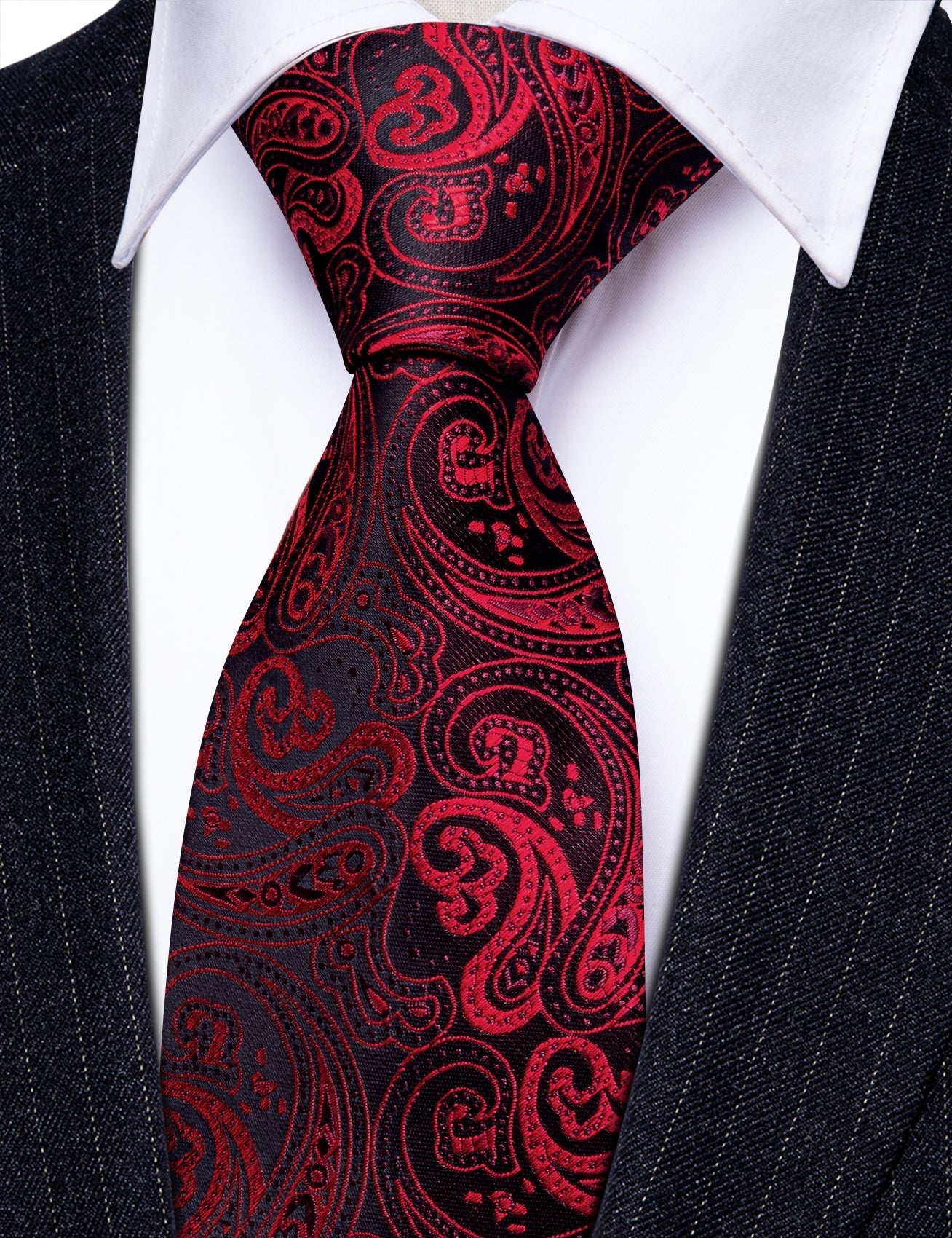 GentCrest Black Paisley Tie Hanky Cufflinks Set - Image 2