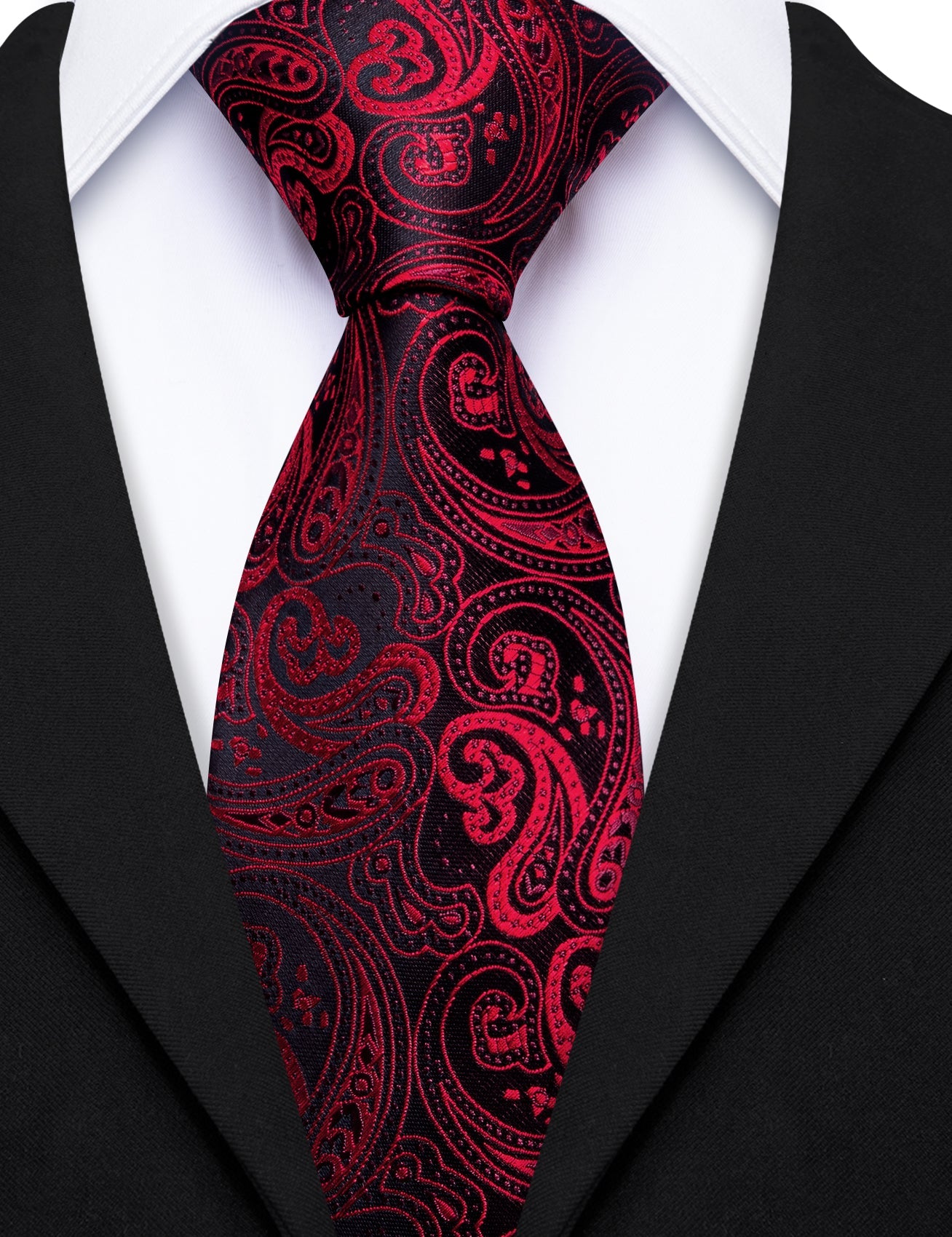 GentCrest Black Paisley Tie Hanky Cufflinks Set - Image 1