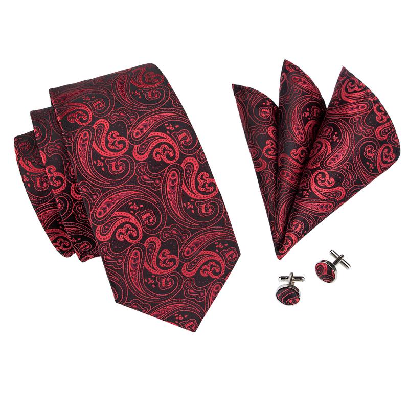 GentCrest Black Paisley Tie with Accessories - Image 4