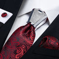 GentCrest Black Paisley Tie with Accessories - Image 1