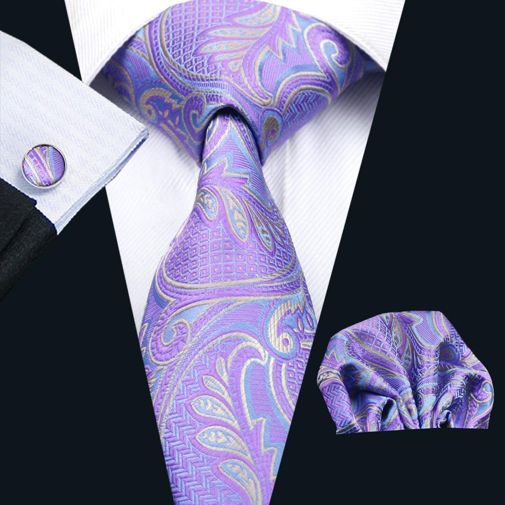 Lavender Purple Paisley Silk Tie Set - GentCrest
