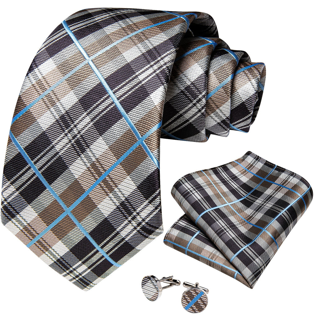 GentCrest Black Plaid Tie Hanky Cufflinks Set - Image 3