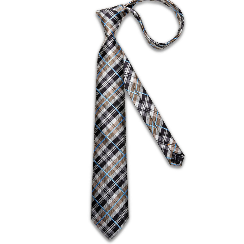 GentCrest Black Plaid Tie Hanky Cufflinks Set - Image 7