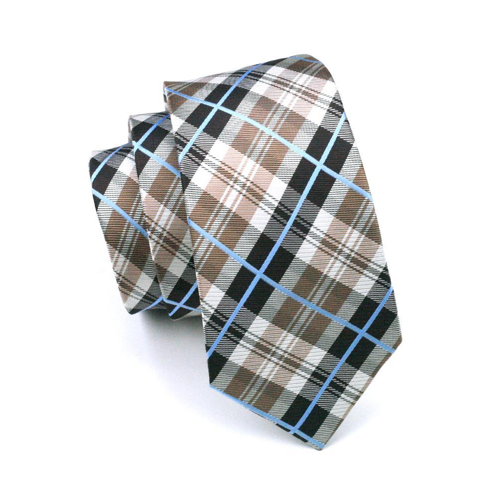 Brown Black White Plaid Silk Tie Set - GentCrest - View 5