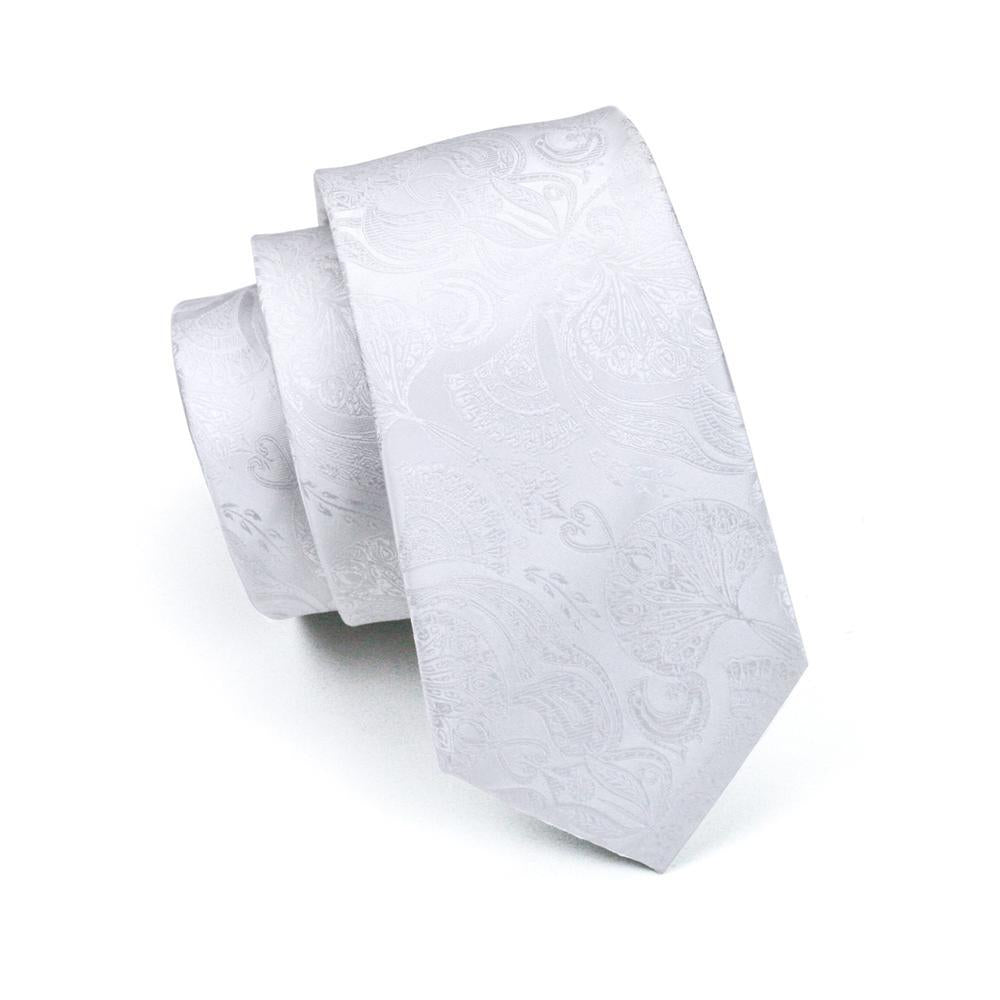 Ivory White Paisley Silk Tie Set - GentCrest - View 4