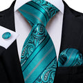 GentCrest Teal Paisley Tie Hanky Cufflinks Set - Image 1