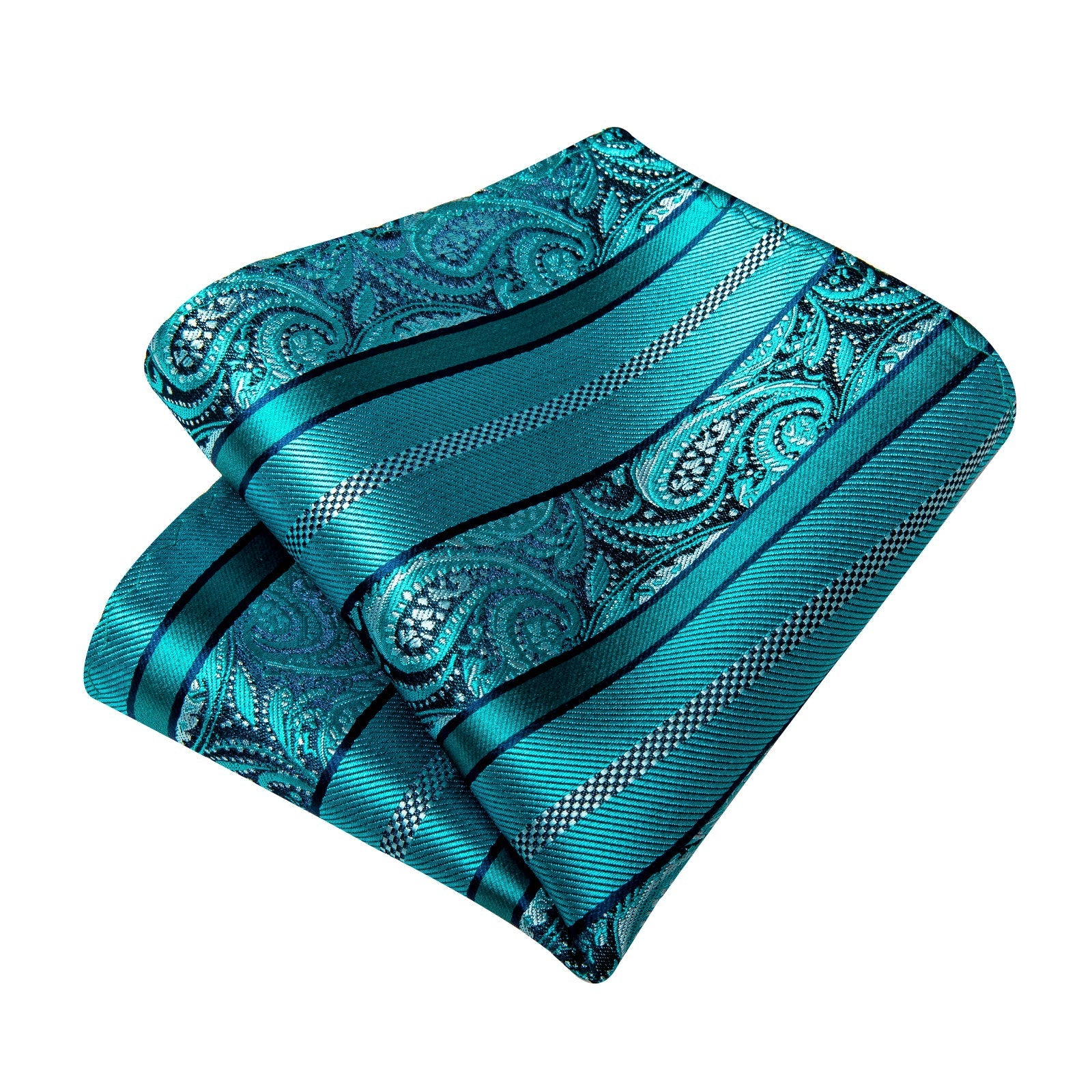 GentCrest Teal Paisley Tie Hanky Cufflinks Set - Image 5