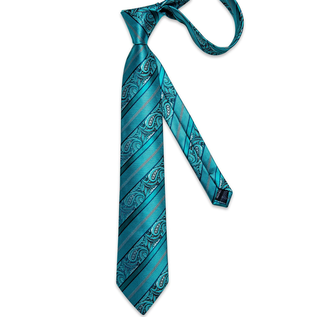 GentCrest Teal Paisley Tie Hanky Cufflinks Set - Image 6
