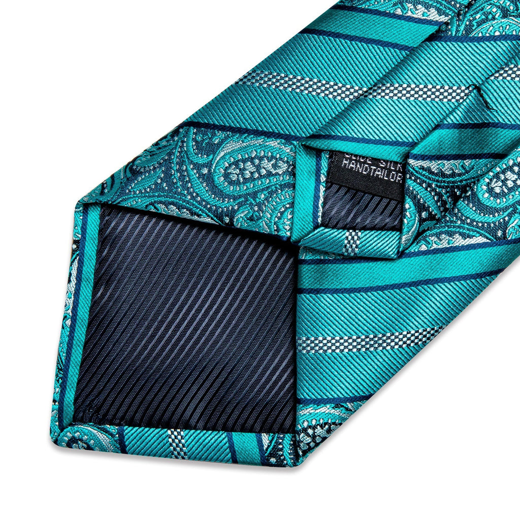 GentCrest Teal Paisley Tie Hanky Cufflinks Set - Image 8