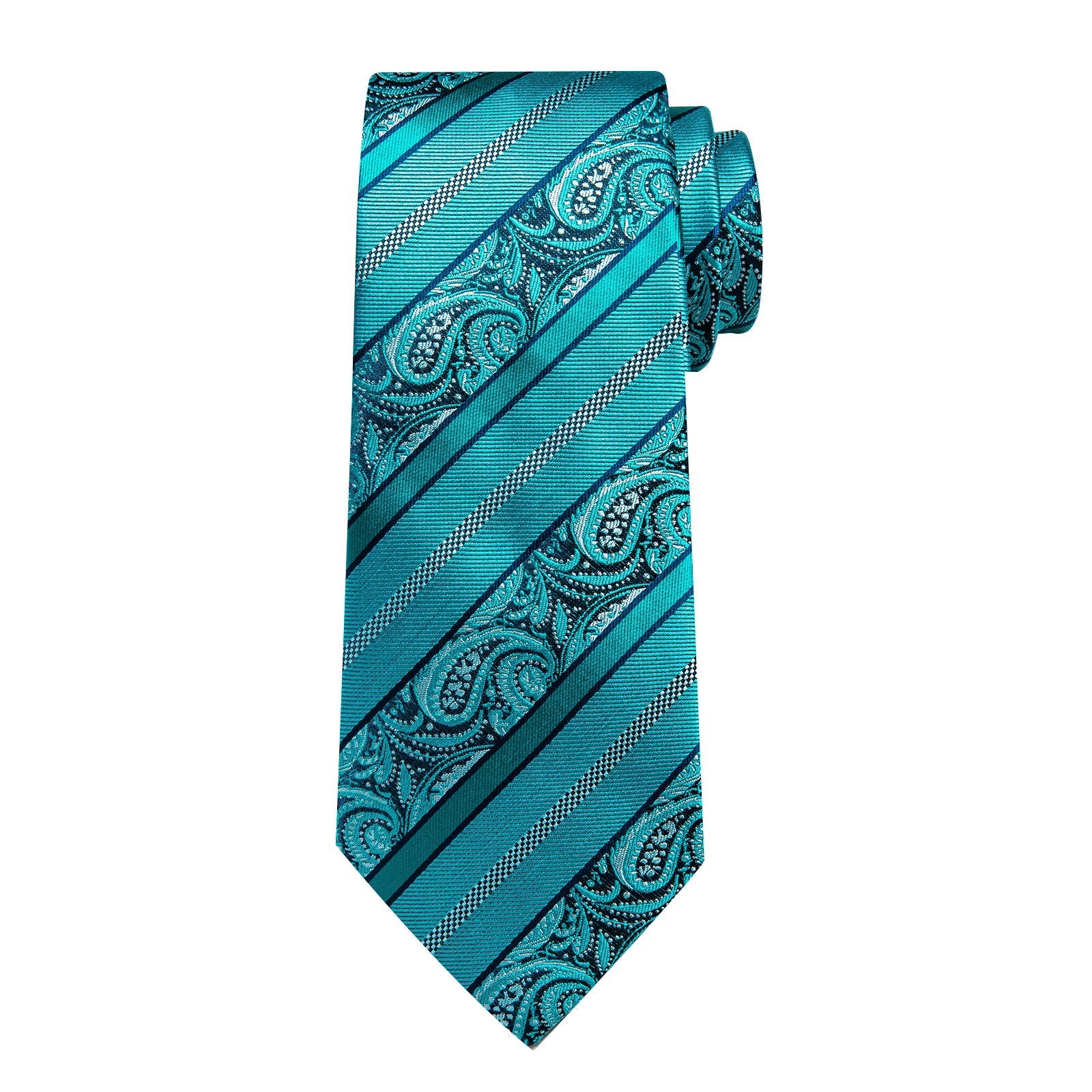GentCrest Teal Paisley Tie Hanky Cufflinks Set - Image 9