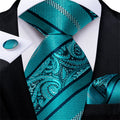 GentCrest Blue Paisley Tie Hanky Cufflinks Set - Image 1