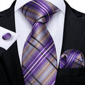 GentCrest Purple Striped Tie Hanky Cufflinks Set - Image 1