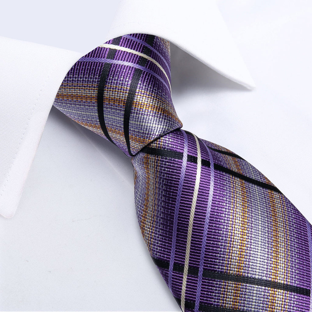 GentCrest Purple Striped Tie Hanky Cufflinks Set - Image 3