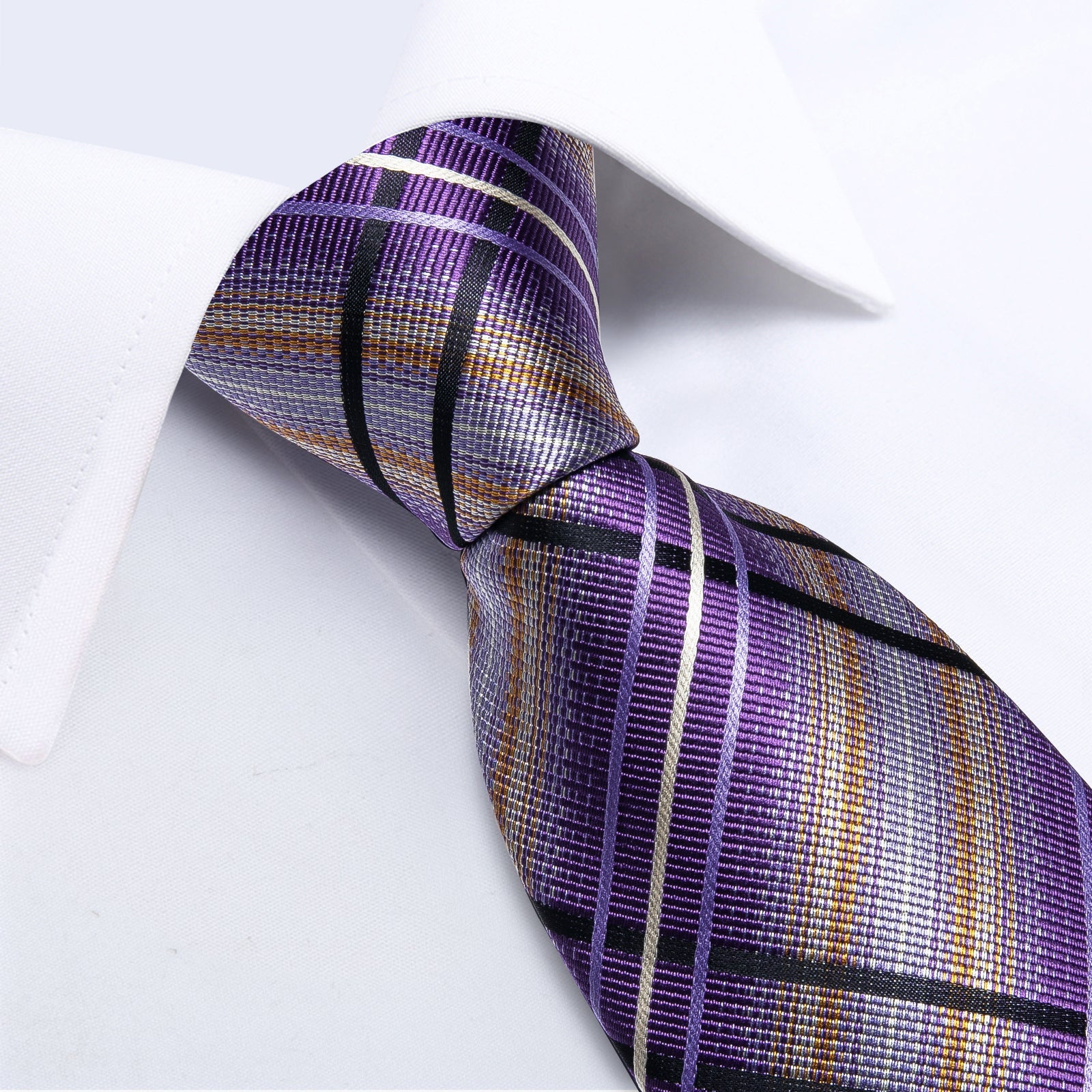 GentCrest Purple Striped Tie Hanky Cufflinks Set - Image 3