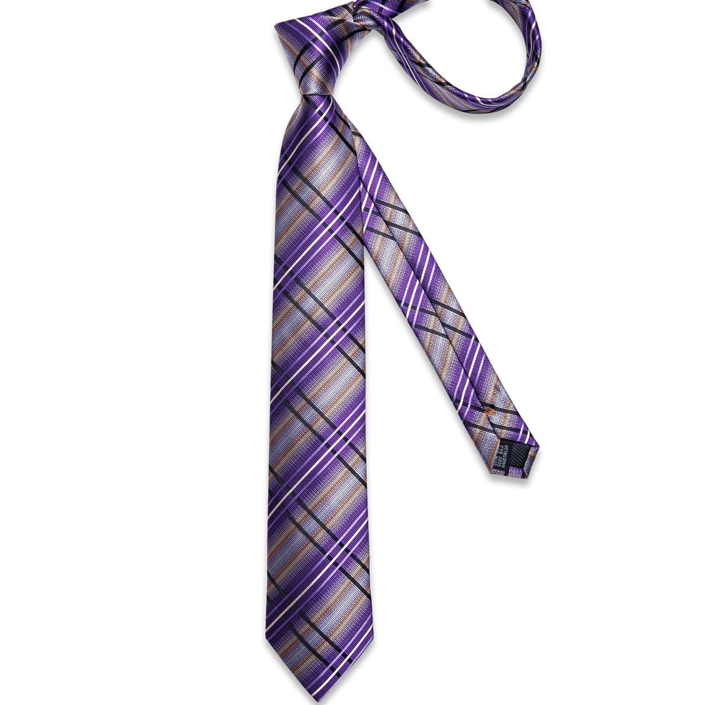 GentCrest Purple Striped Tie Hanky Cufflinks Set - Image 6