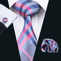 GentCrest Blue Plaid Tie Hanky Cufflinks Set - Image 1