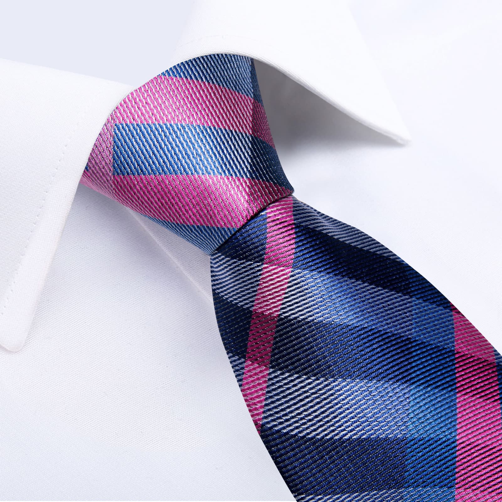 GentCrest Blue Plaid Tie Hanky Cufflinks Set - Image 3
