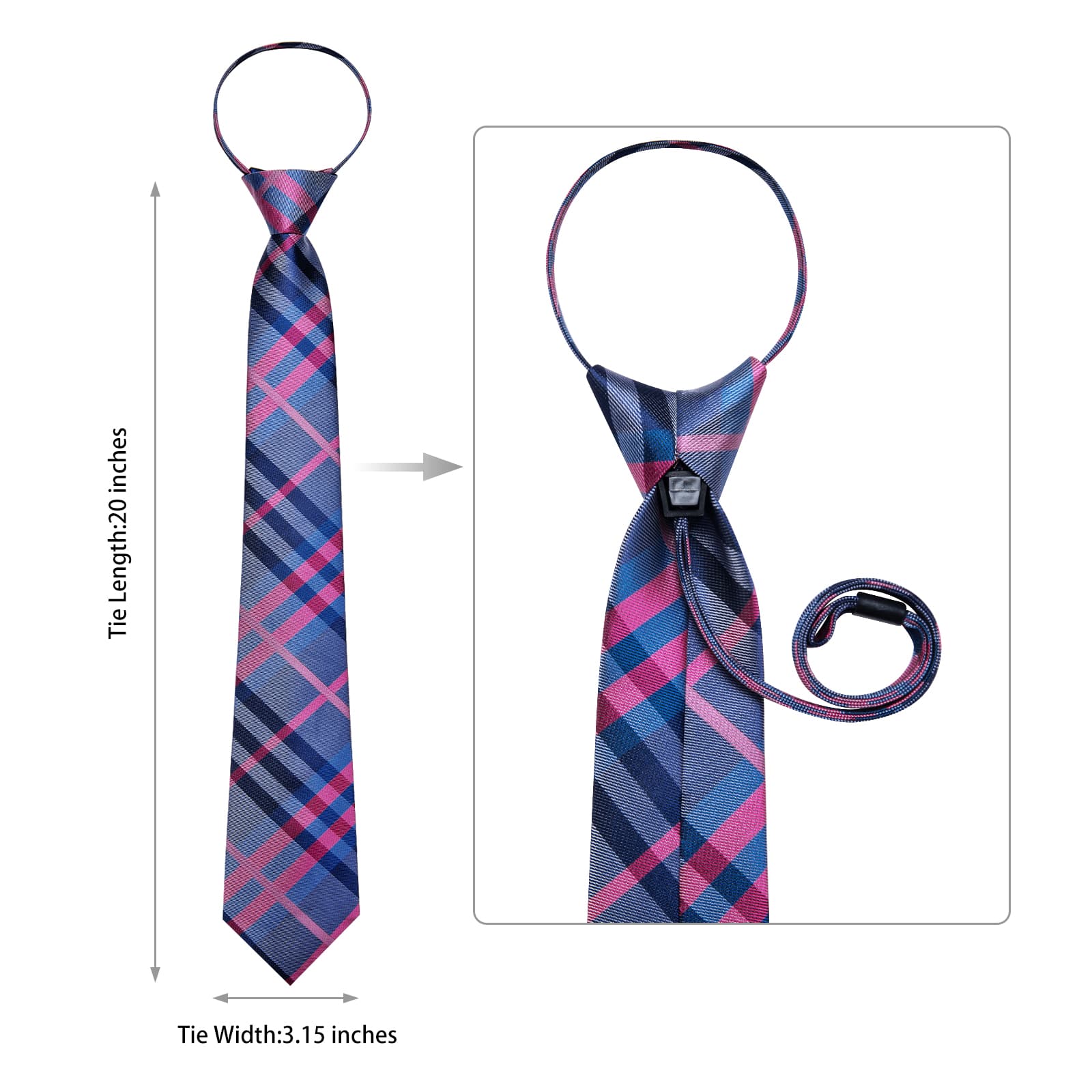 GentCrest Blue Plaid Tie Hanky Cufflinks Set - Image 5