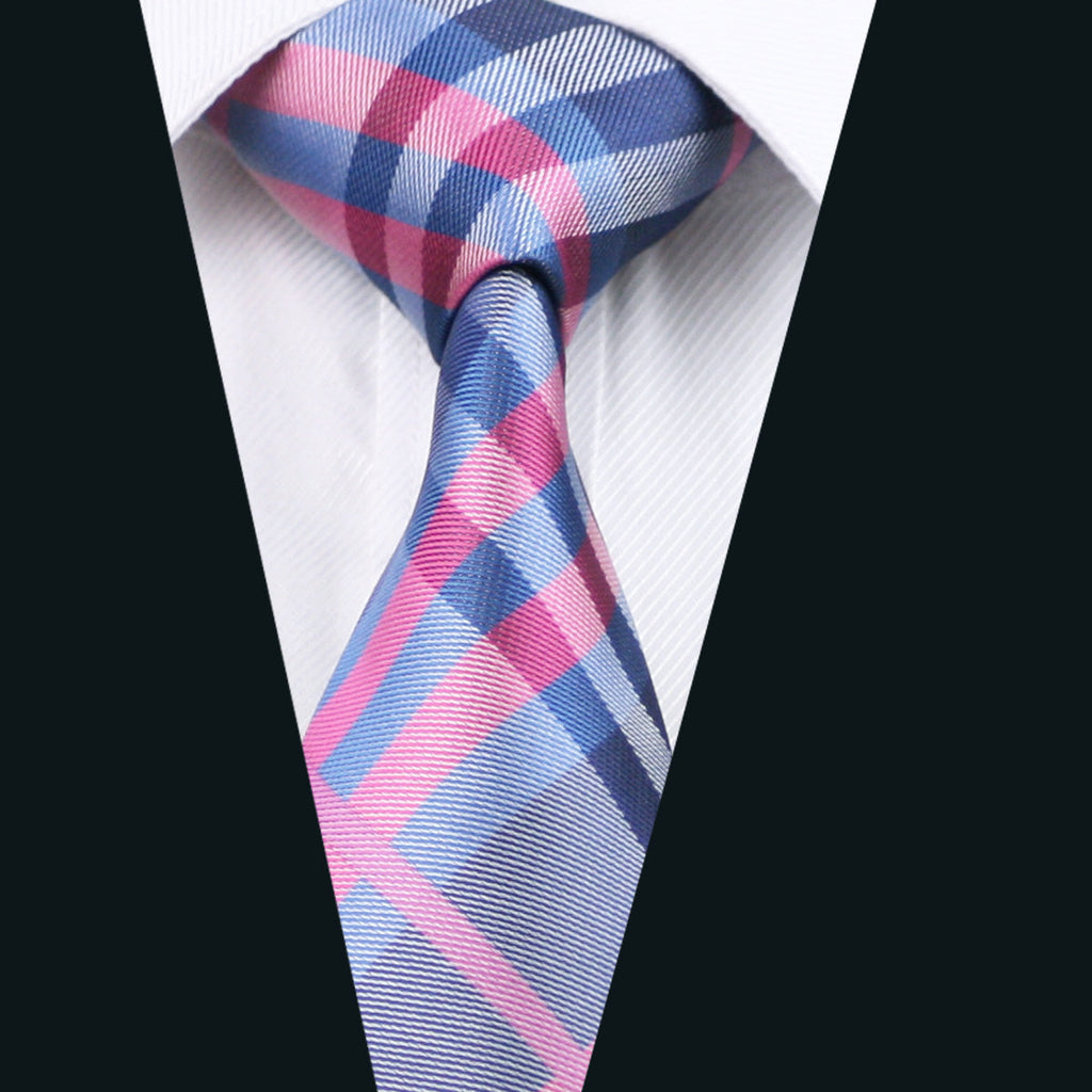 GentCrest Blue Plaid Tie Hanky Cufflinks Set - Image 2